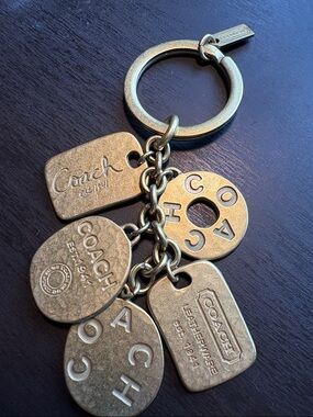 Coach Brass -Tone Logo Multi-Tag Keyring Charm